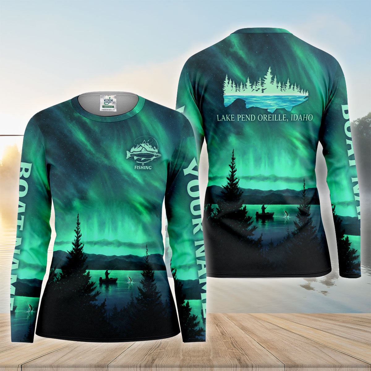 Lake Pend Oreille Night Fishing Custom UPF Shirt, Fishing Jersey, Womens Fishing Tee