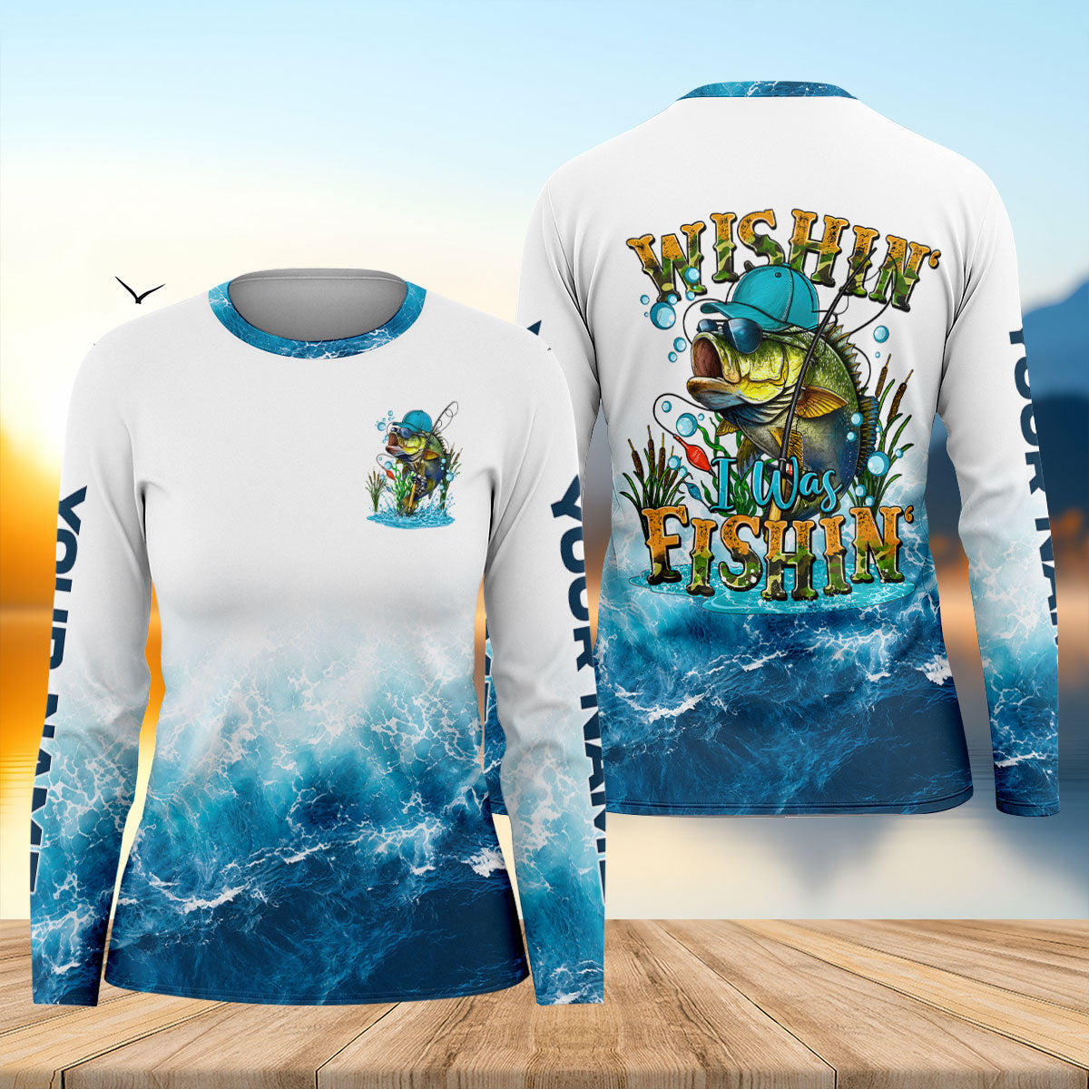 Wishin' I Was Fishin' Fishing Shirt, Fishing Shirts For Women, Long Sleeve Fishing Shirt