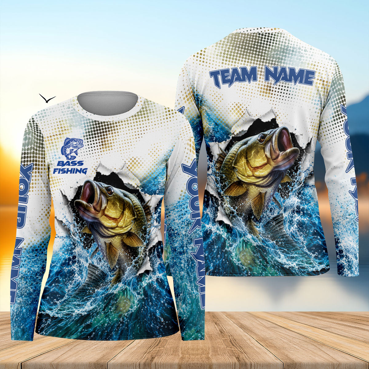 Custom Name And Team Bass Fishing UPF Shirt, Fishing Shirts For Women, Women's Fishing Shirts