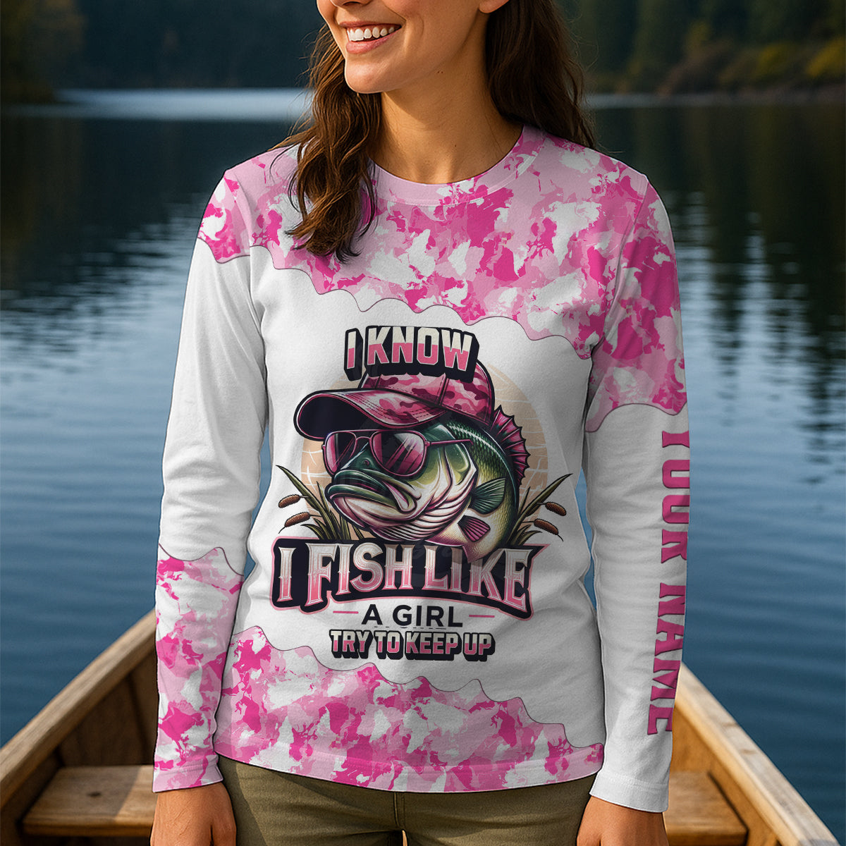 Bass Fishing Pink Camo Shirt, Hooded Sun Shirt, Women Fishing Shirt, Women SPF Shirt, Funny Fishing Shirt