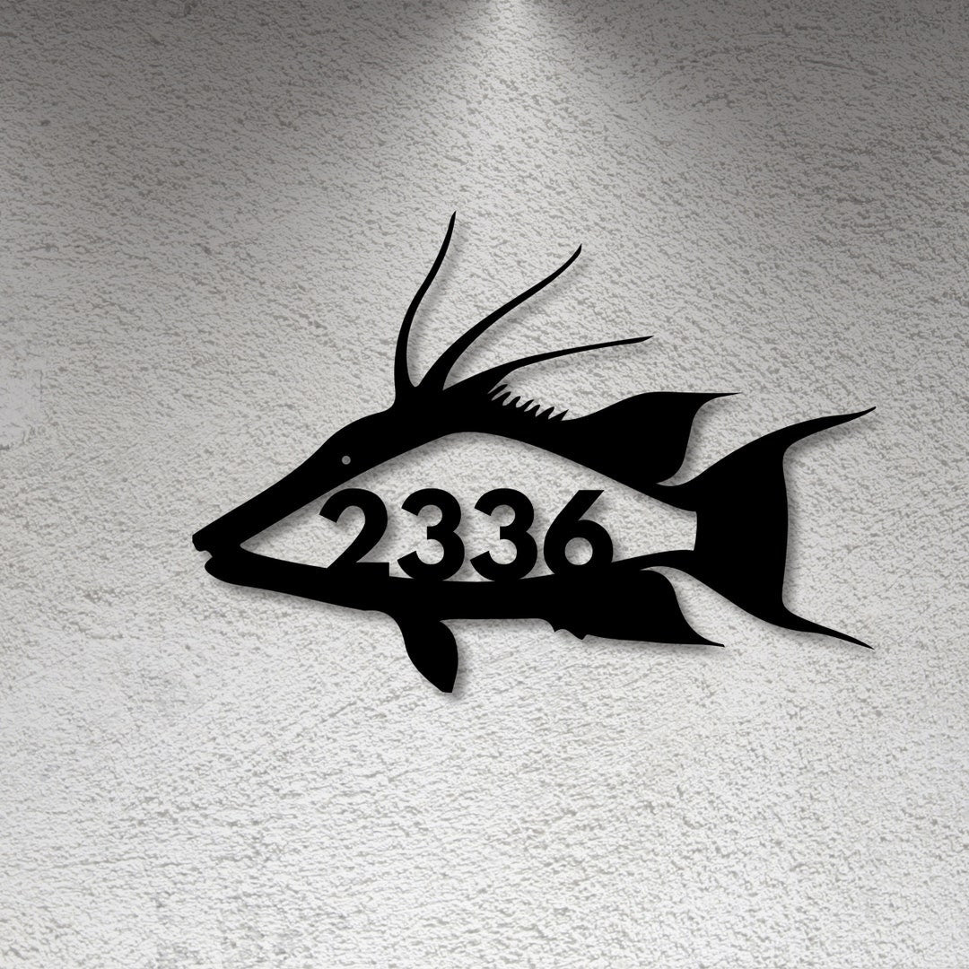 Personalized Address Hogfish Sign Metal Fish Sign Custom Fish Sign Hogfish Address Sign l Gift for Fisherman Fishing Decor
