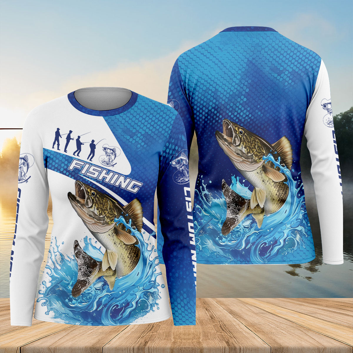Walleye Fishing UPF Shirt With Splashing Fish Art, Fishing Shirts For Women, Fishing Shirt