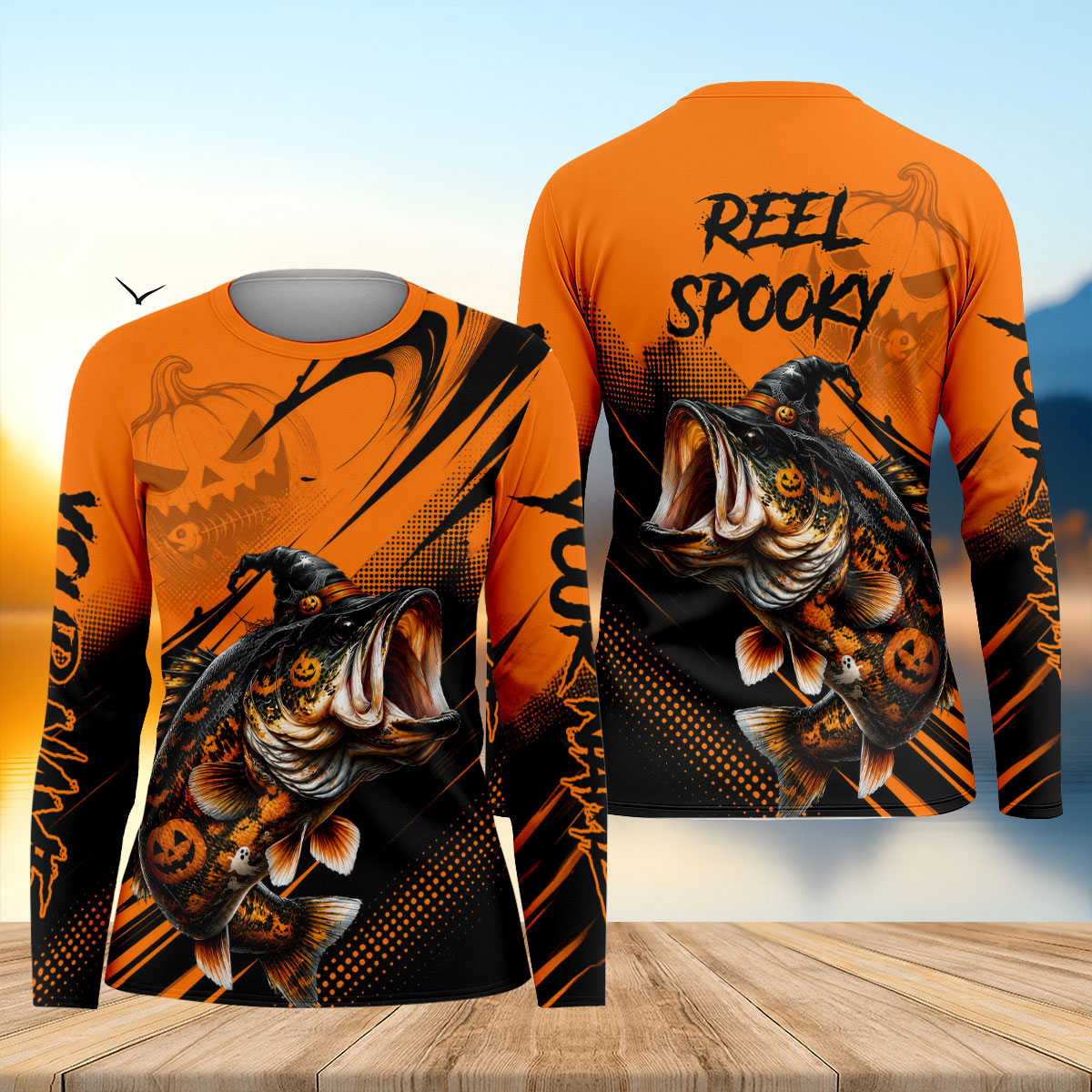 Reel Spooky Halloween Bass Fishing Shirt, Women's Fishing Shirt, Long Sleeve Fishing Shirt