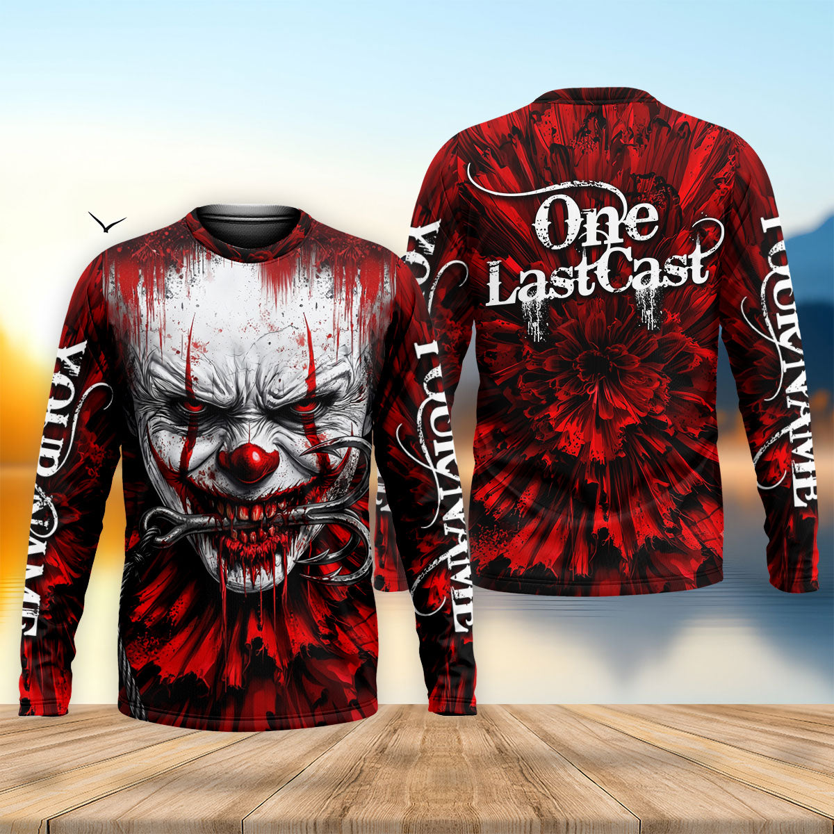 One Last Cast Halloween Horror Character UPF Shirt, Fishing Shirts For Men, Fishing Apparel
