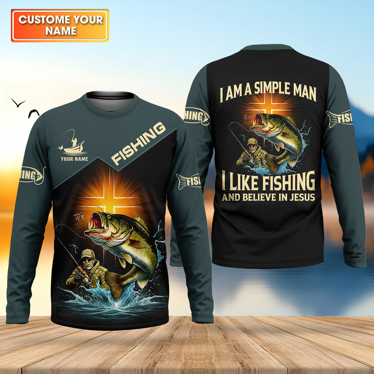 Like Fishing And Believe In Jesus Shirt, Christian Bass Fishing Long Sleeve For Men, Fishing UPF Shirts