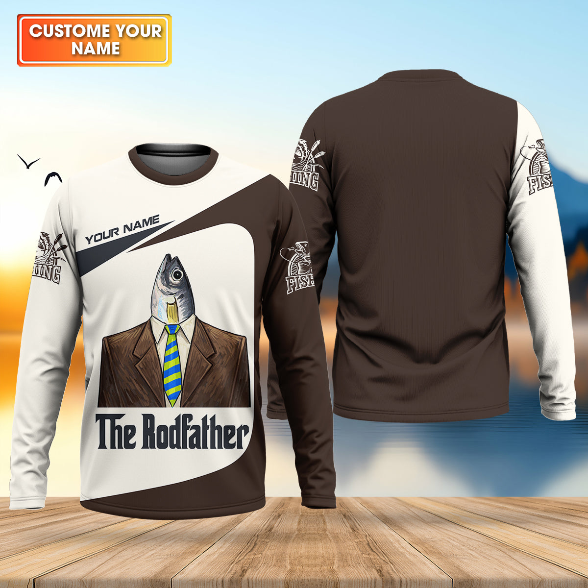 The Rodfather Fishing Shirt, Personalized Funny Angler, Mens Long Sleeve T shirts, Gift For Dad Fisherman