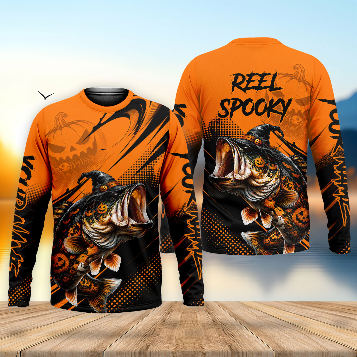 Reel Spooky Halloween Bass Fishing Shirt, Long Sleeve Shirt For Men, Fishing T Shirt