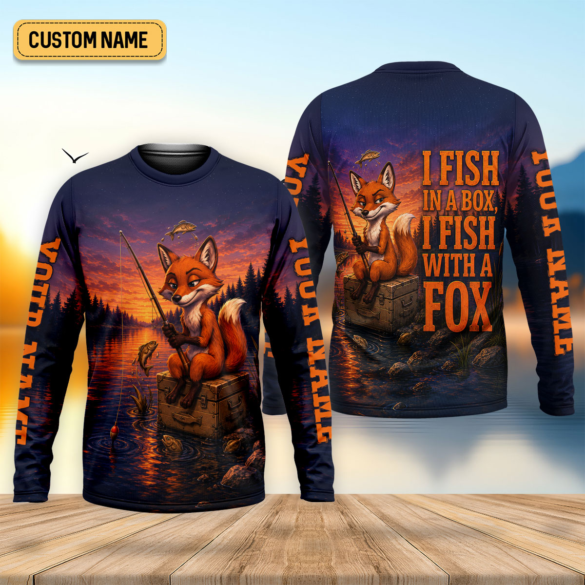 I Fish In A Box I Fish With A Fox Custom UPF Shirt, Fishing Apparel For Men, Fish Shirt