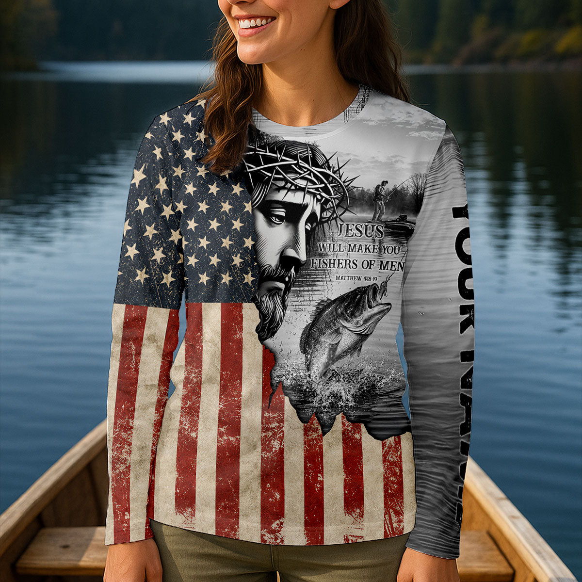 Jesus Will Make You Fishers Of Men UPF Shirt, Fishing Shirts For Women, Women's Fishing Shirt