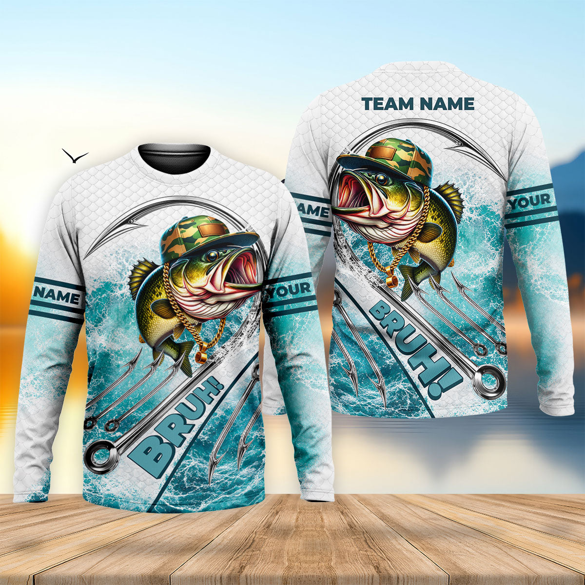 Custom Team And Name Bruh Bass Fishing Shirt For Men, Fishing Shirts For Men, Fisherman Gift