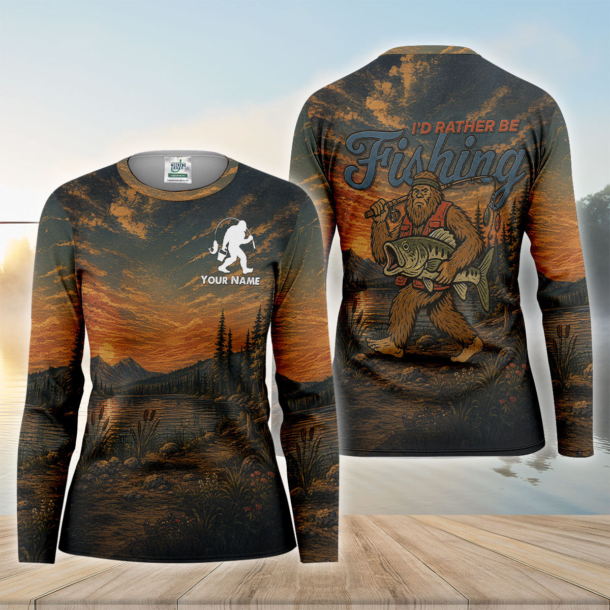 I'd Rather Be Fishing Bigfoot UPF Shirt, Women's Fishing Shirt, Fishing Long Sleeve Shirt