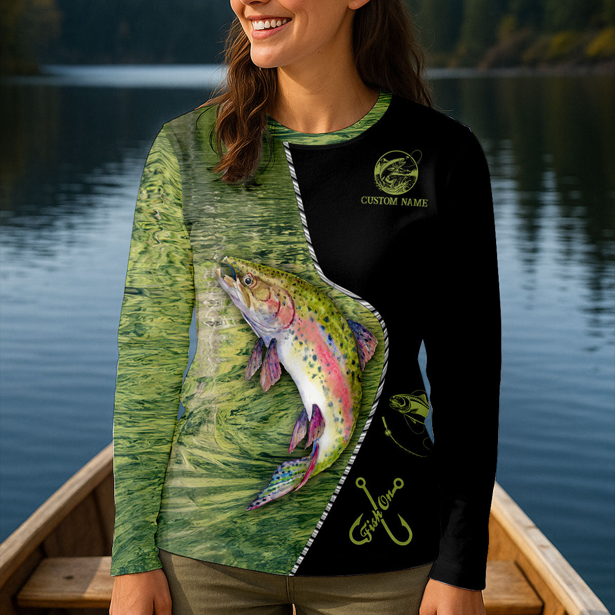 Custom Name Trout Fishing UPF Shirt, Fishing Shirts For Women, Long Sleeve Fishing Shirt