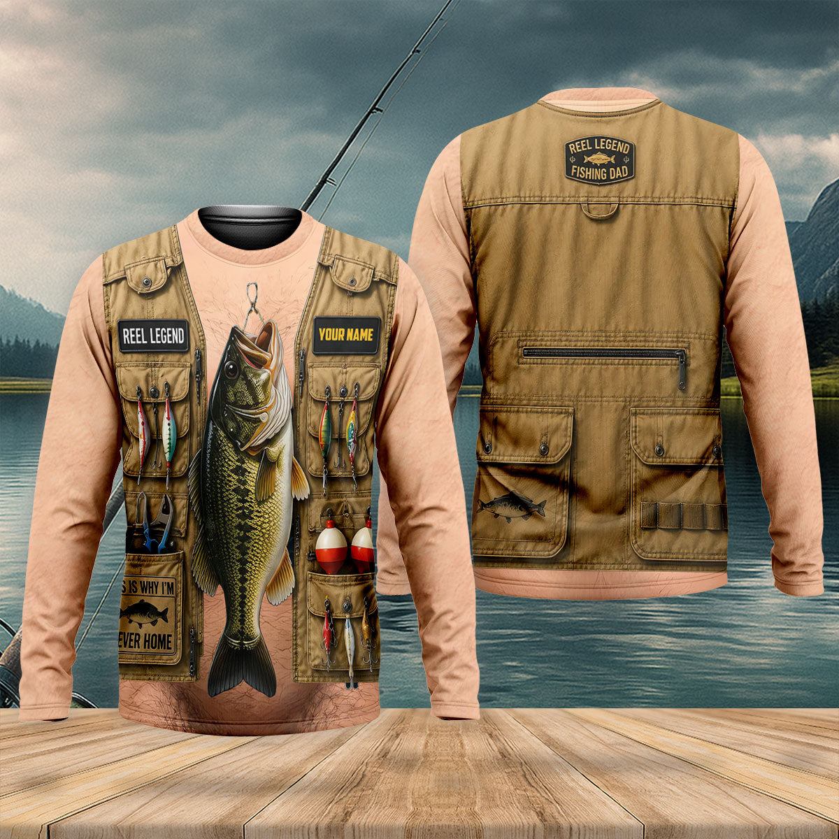 Personalized Fishing Long Sleeve Shirt Light Skin, Men's Fishing Shirt, Bass Fishing Shirt