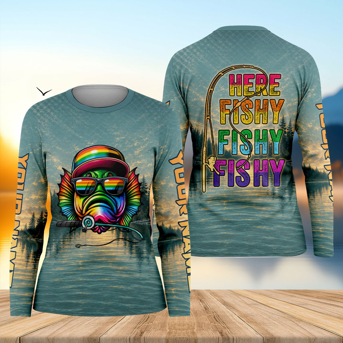 Custom Name Here Fishy Fishy Fishy UPF Shirt, Fishing Shirts For Women, Women's Fishing Shirt