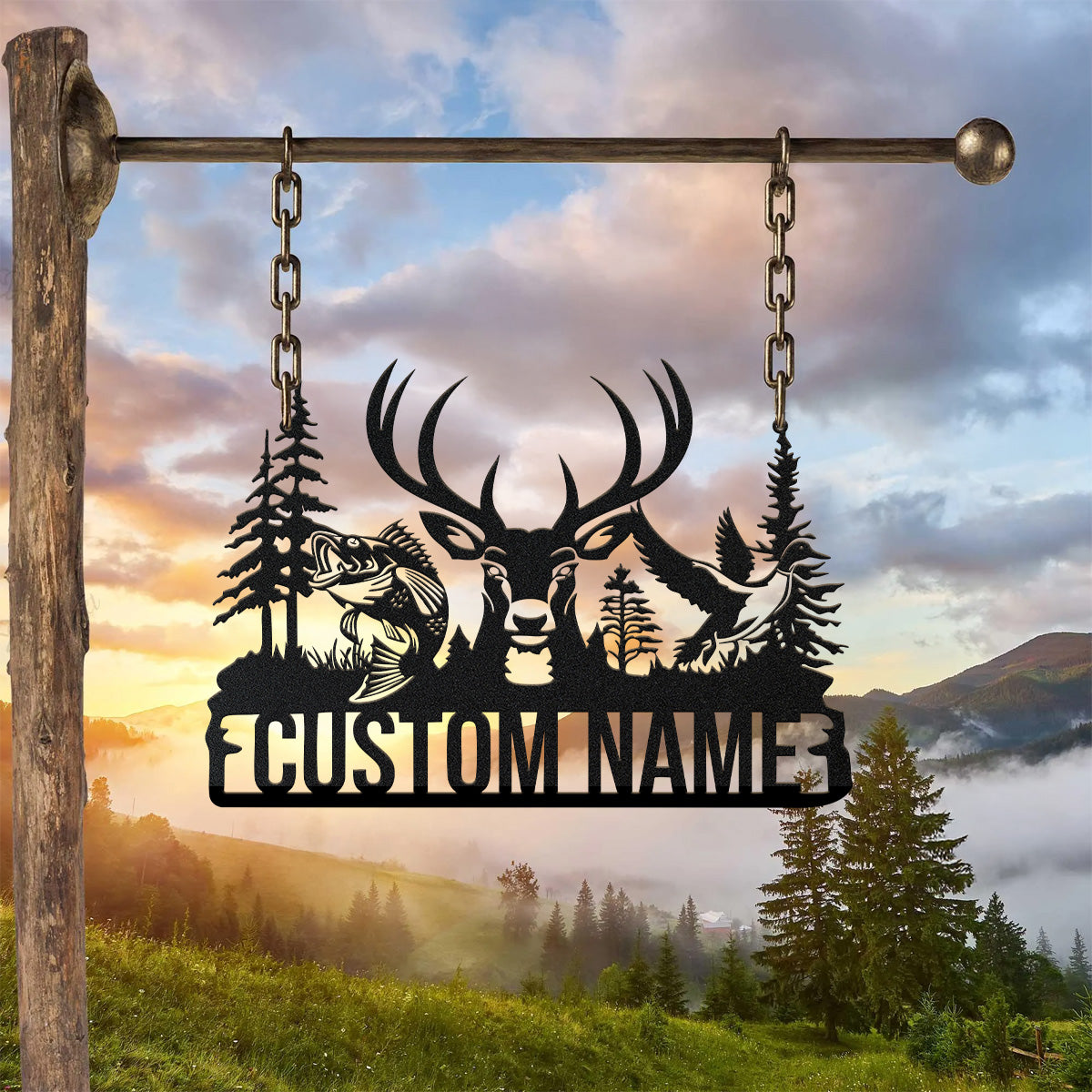 Fishing Hunting Personalized Metal Signs, Gift For Hunter, Decorative Garden Stakes, Outdoor Metal Wall Art