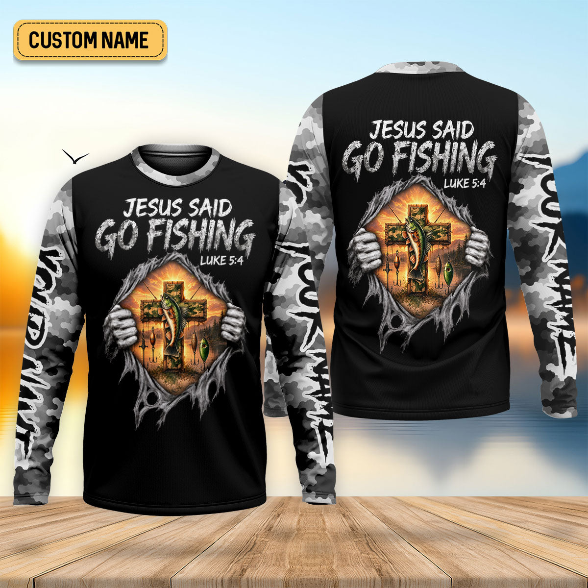 Jesus Said Go Fishing Custom UPF Shirt, Long Sleeve Shirt, Fishing Shirts For Men