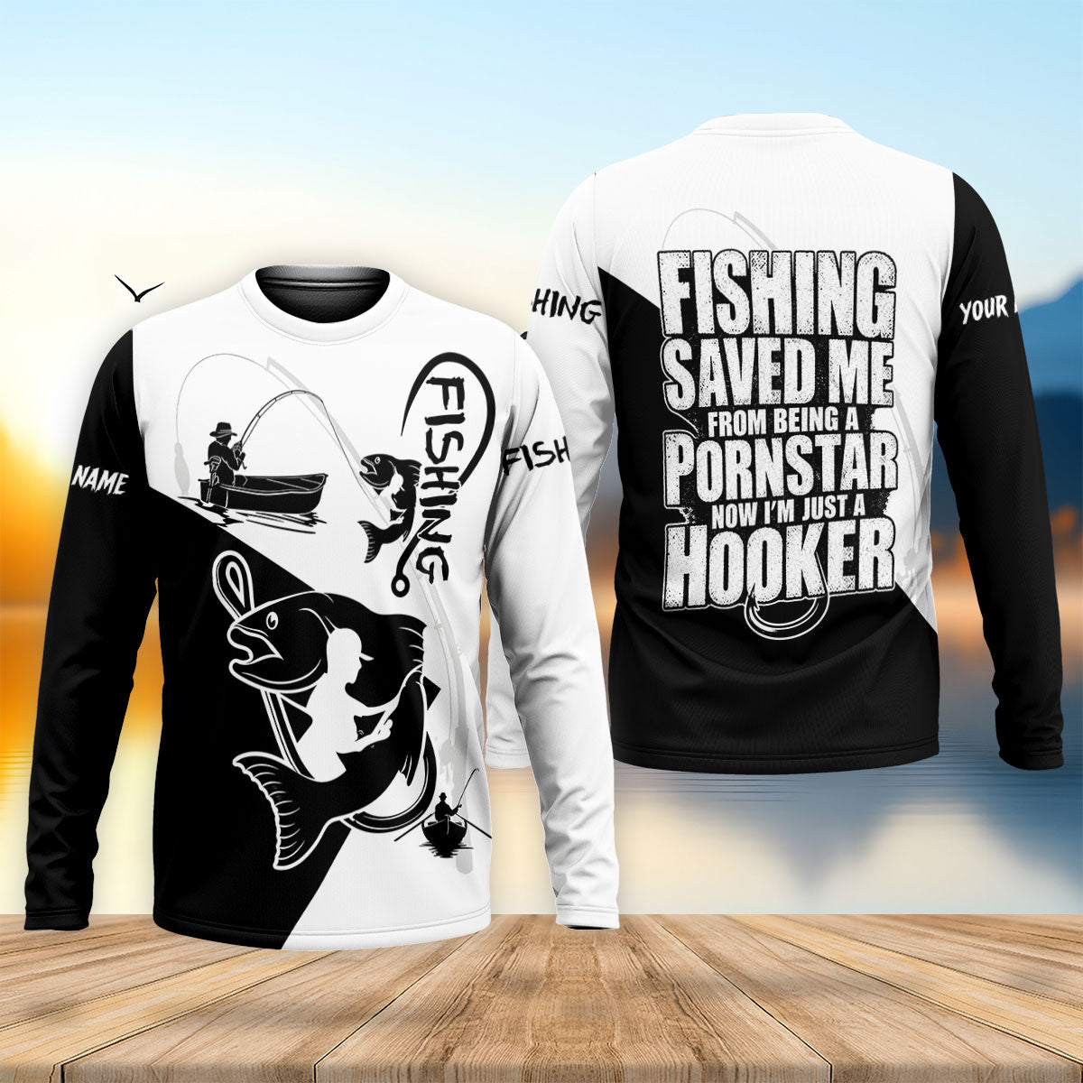 Custom Name Fishing Saved Me Now I’m Just A Hooker UPF Shirt, Mens Fishing Shirts, Fishing Shirt