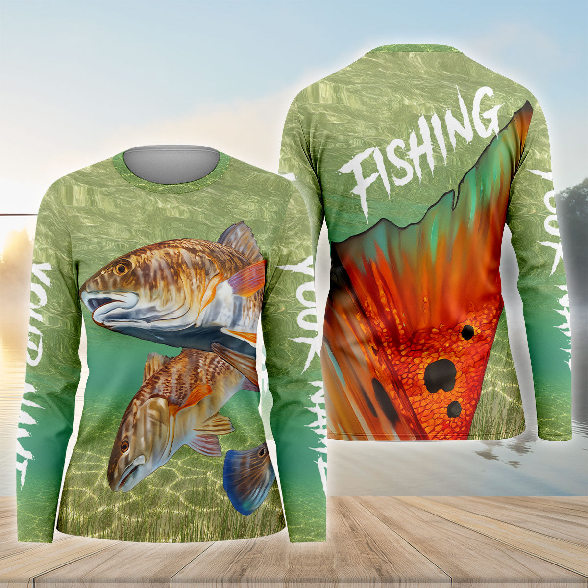 Redfish Fishing Graphic UPF Shirt, Fishing Shirt For Women, Fishing Gifts