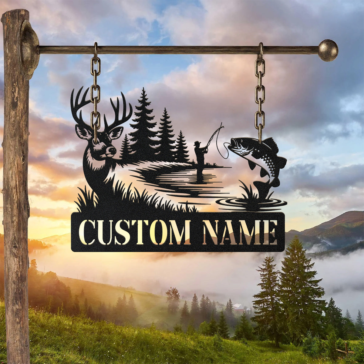 Custom Fishing and Hunting Personalized Metal Signs, Decorative Garden Stakes, Lake House Decor, Metal Stake