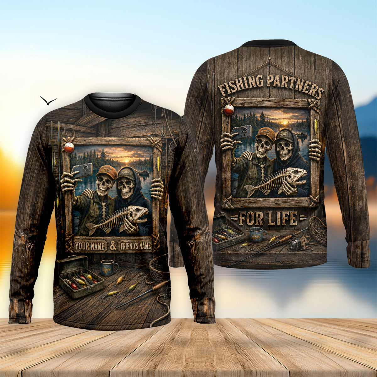 Custom Fishing Partners For Life Photo UPF Shirt, Fishing Shirts For Men, Fishing Gifts
