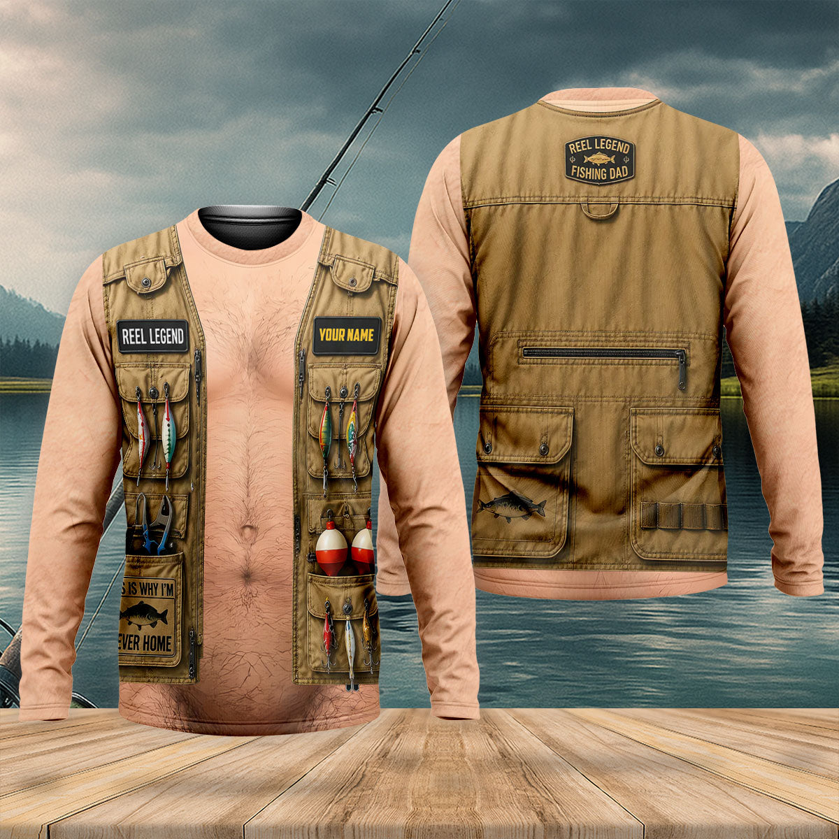 Custom Fishing Vest Long Sleeve UPF Shirt Skin, Men's Fishing Shirt, Fishing Gift For Men