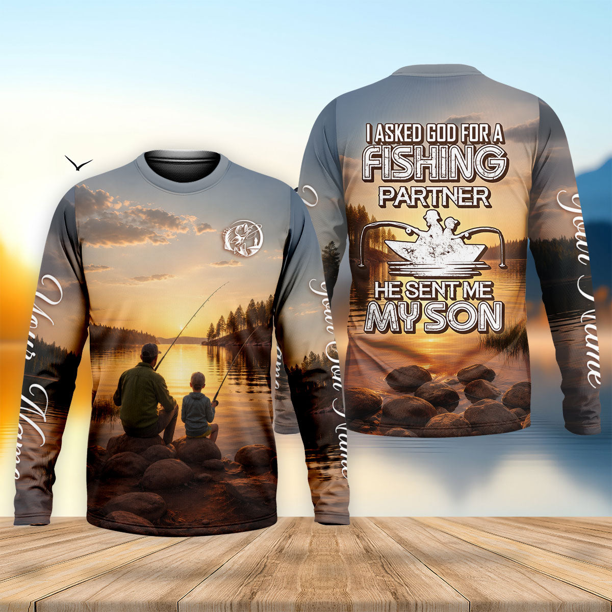 I Asked God For A Fishing Partner He Sent Me My Son UPF Shirt, Fishing Shirts For Men