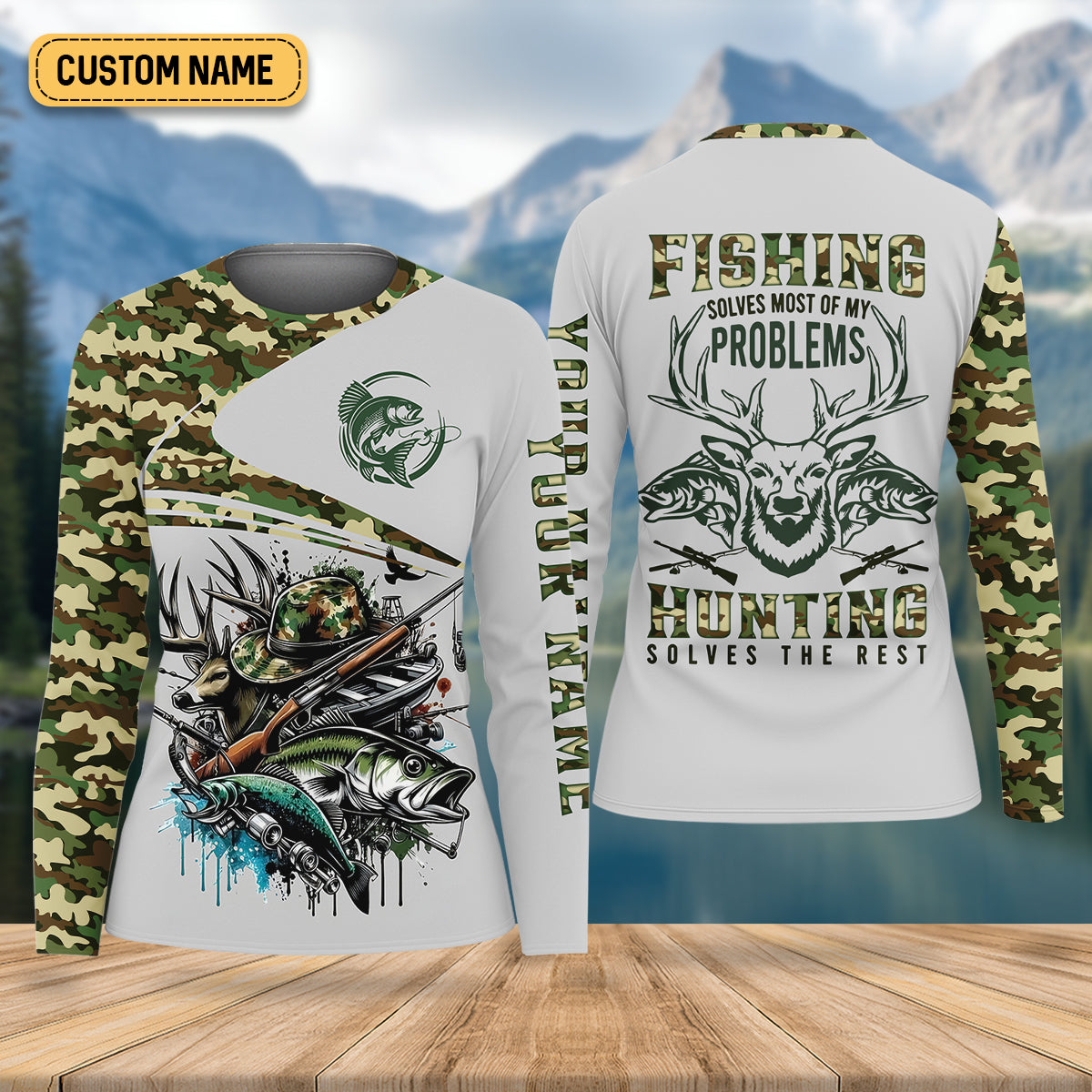 Fishing Solves Most Of My Problems Hunting Solves The Rest Women SPF Shirt, Fishing Shirt Long Sleeve