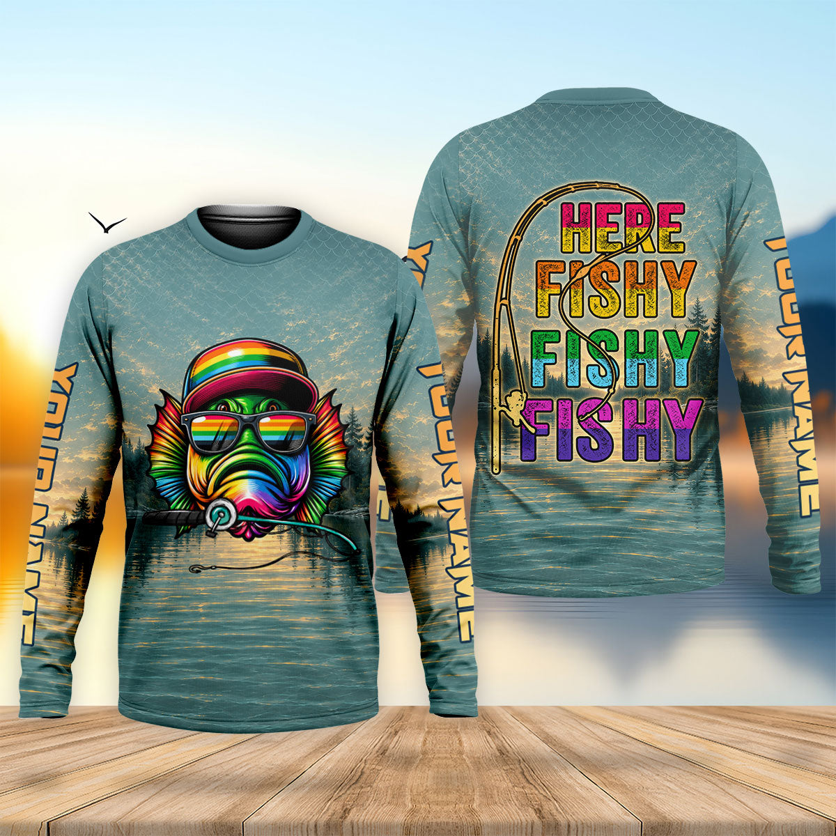 Custom Name Here Fishy Fishy Fishy UPF Shirt, Fishing Shirts For Men, Fishing Gifts