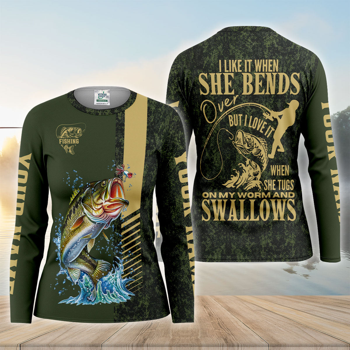 I Like It When She Bends Over Bass Fishing Shirt, Fishing T-Shirt For Women, Fishing Shirt