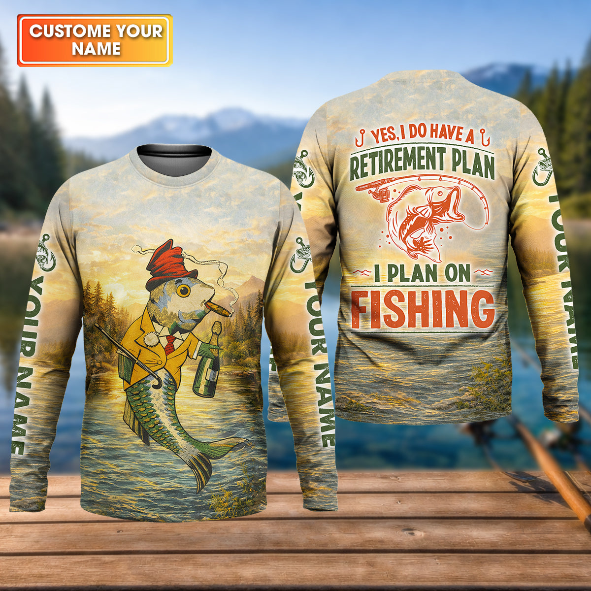 Yes I Do Have A Retirement Plan Fishing Shirt, Fishing UPF Shirts, Funny Fisherman Shirt