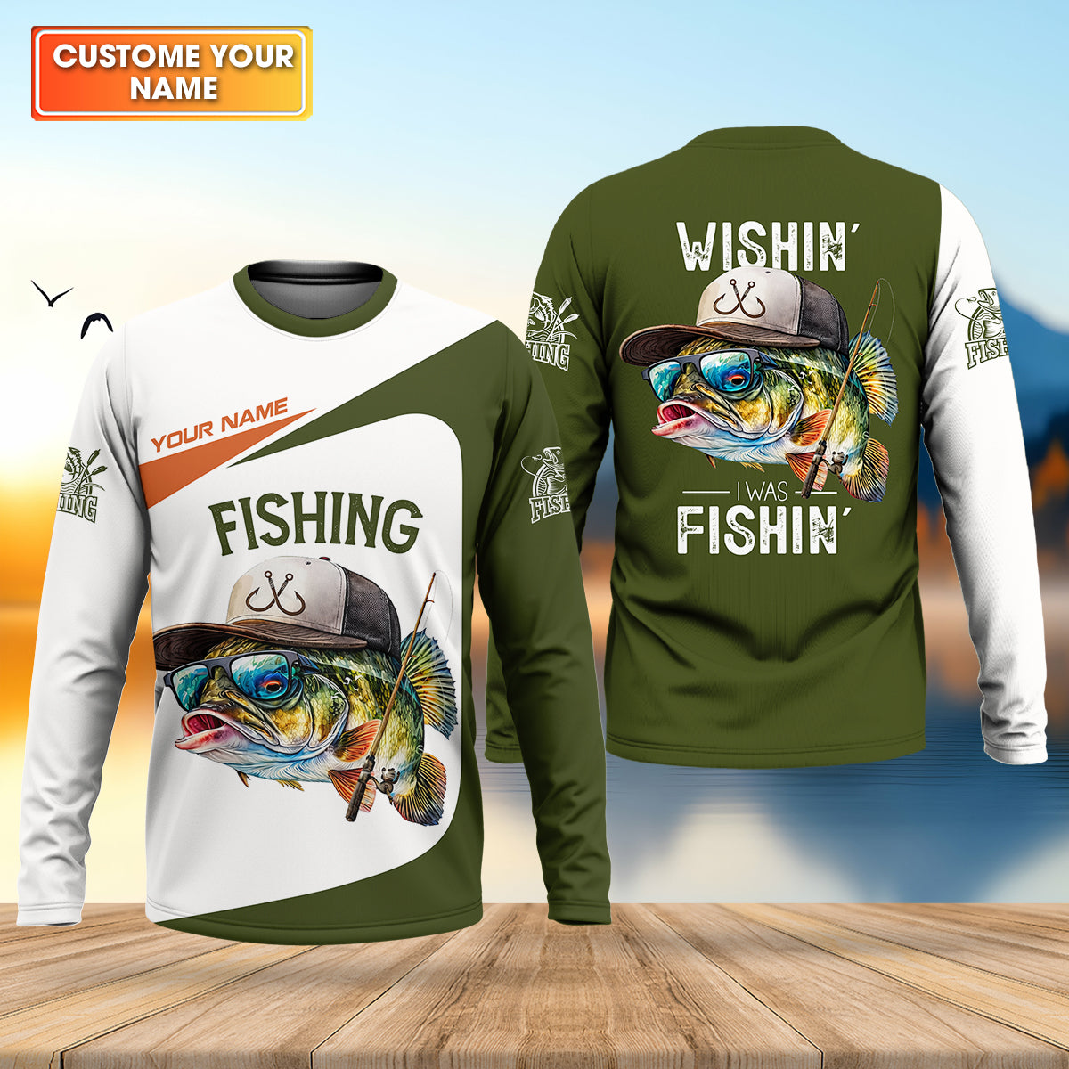 Wishin’ I Was Fishin’ Fishing Shirt, Funny Fisherman Shirt For Men, Custom Fishing Gift
