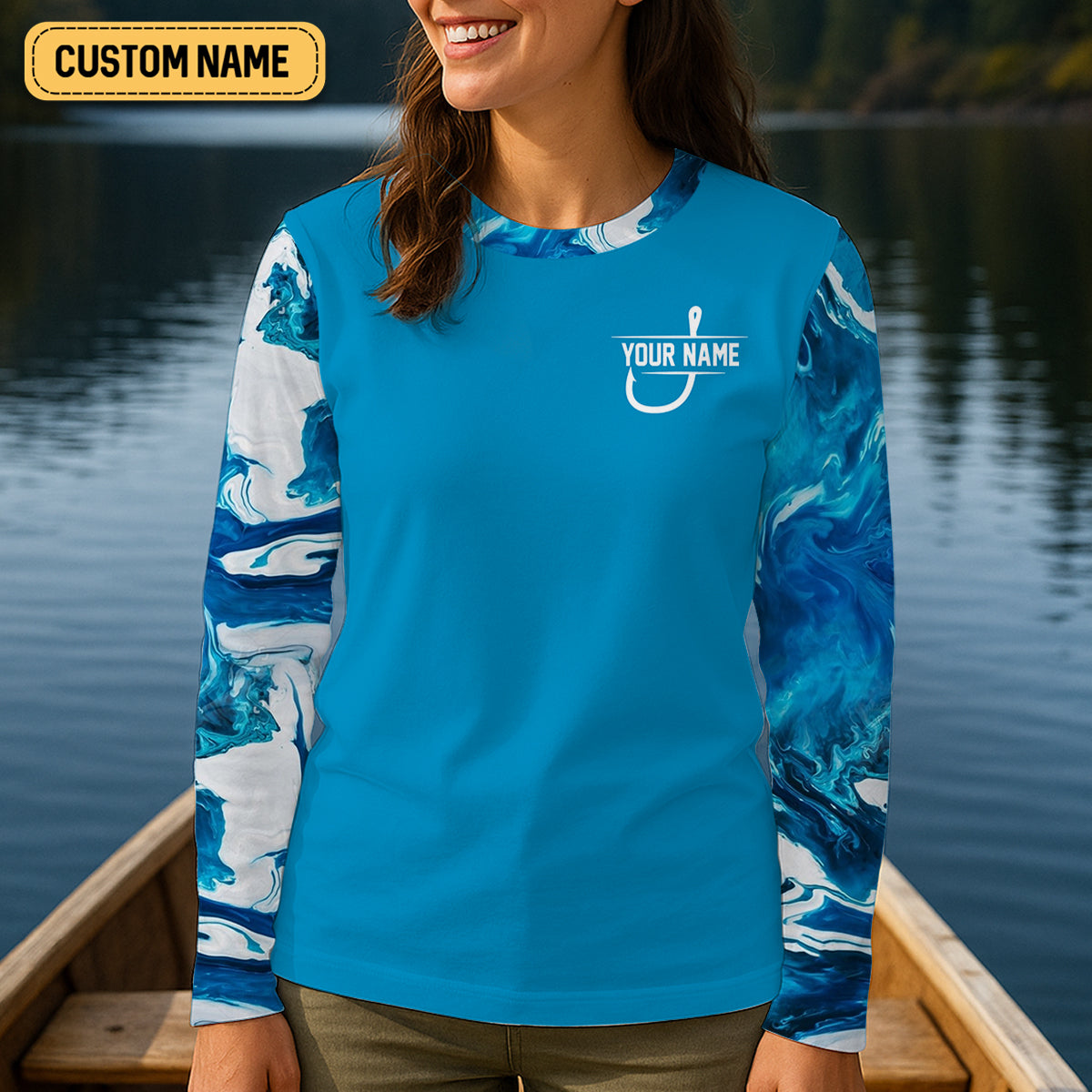 Blue Fishing Shirt For Women, Fishing Gift Ideas, Female Fishing Shirts