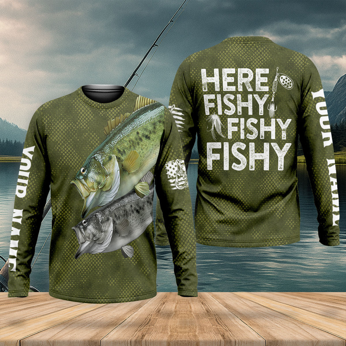 Here Fishy Fishy Fishy UPF Shirt, Fishing Shirts For Men, Mens Fishing Shirts