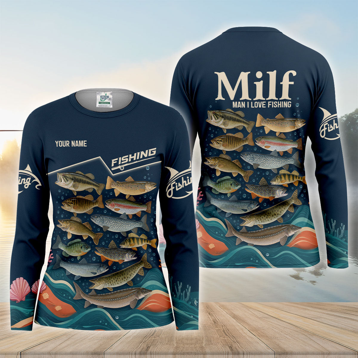 Custom Freshwater Fish UPF Shirt, Women's Fishing Shirt, Fishing Long Sleeve Shirt