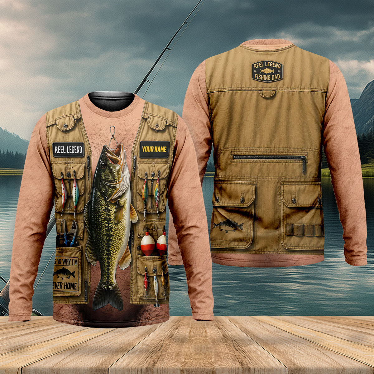 Personalized Fishing Long Sleeve Shirt Fair Skin, Men's Fishing Apparel, Fishing Shirt
