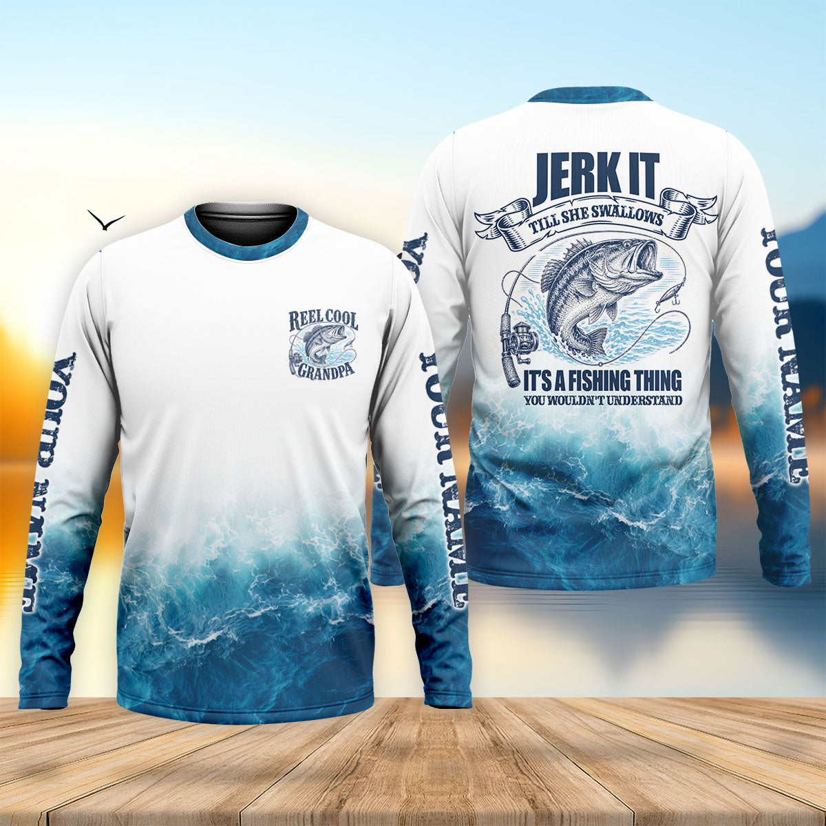 Jerk It Till She Swallows Funny Fishing UPF Shirt, Fishing Shirts For Men, Fishing Apparel