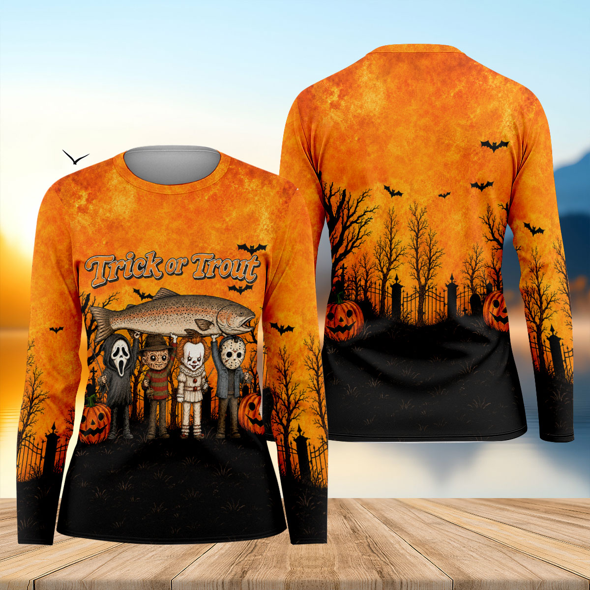 Trick Or Trout Horror Character UPF Shirt, Fishing Shirts For Women, Halloween Fishing Shirt