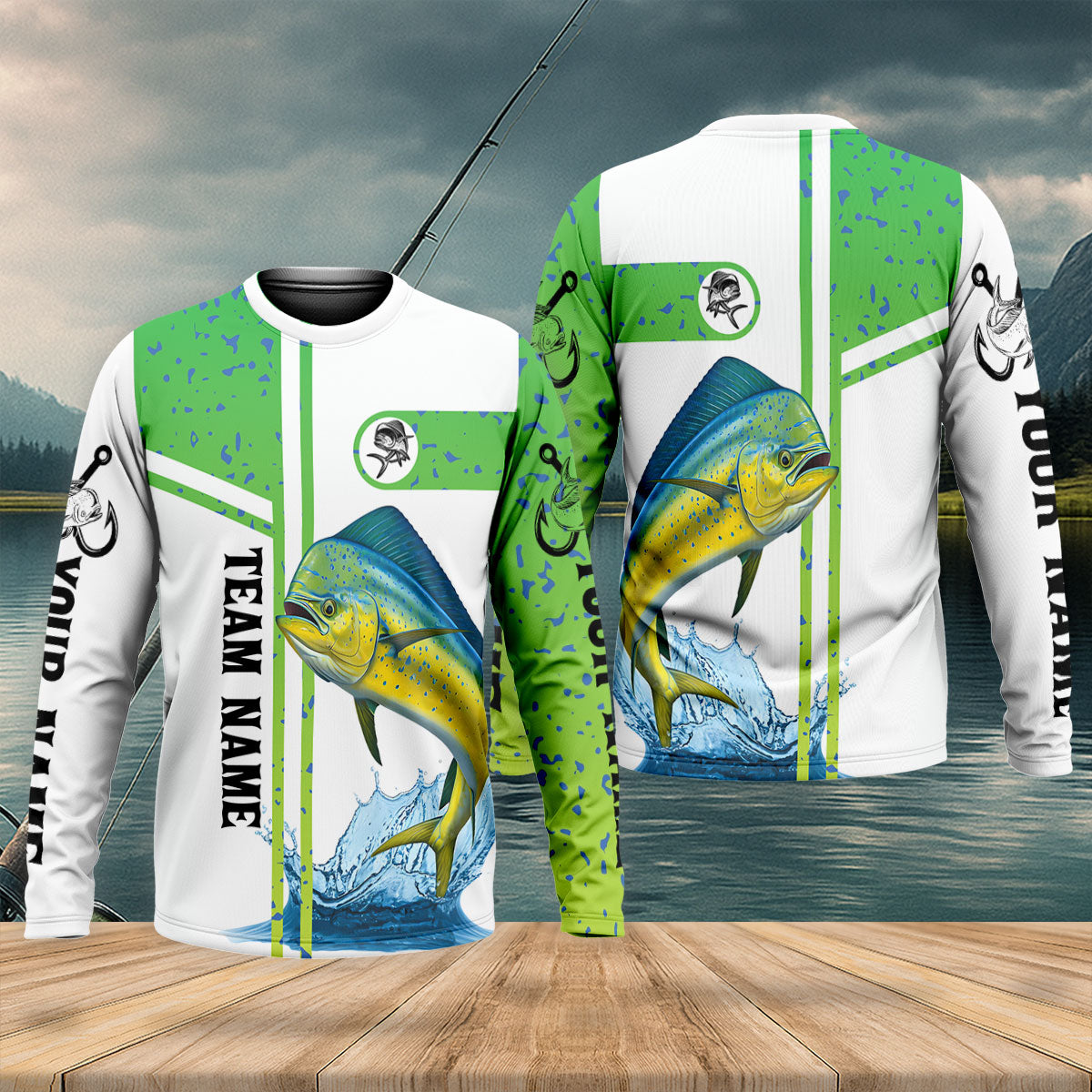 Custom Name Team Mahi Mahi UPF Shirt, Fishing Shirts For Men, Mens Fishing Shirts