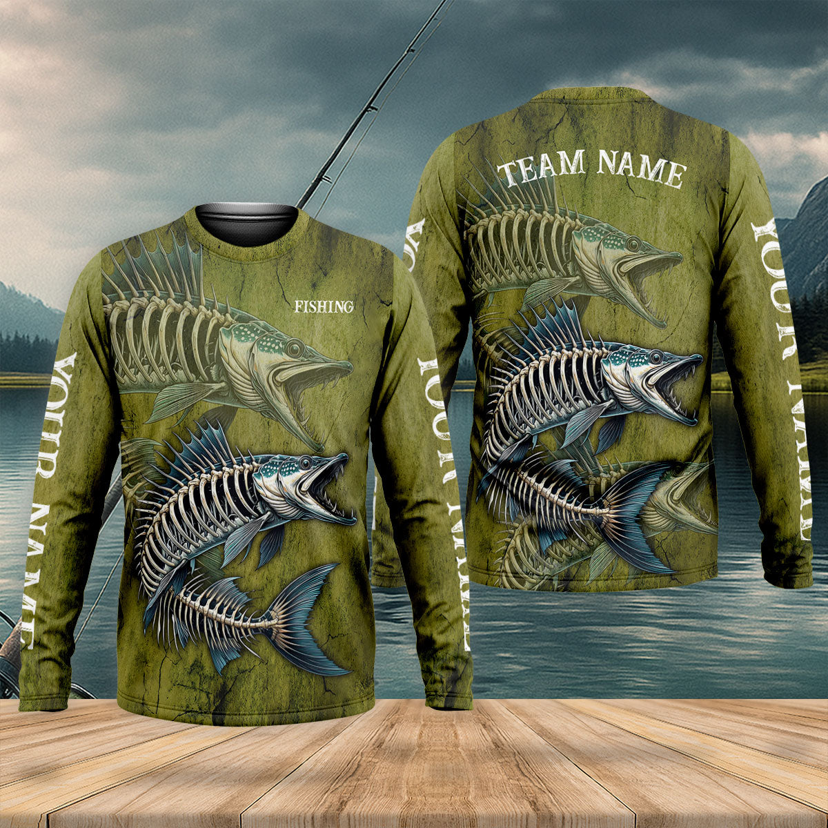 Custom Fish Skeleton Fishing UPF Shirt, Fishing Shirts For Men, Fisherman Gift