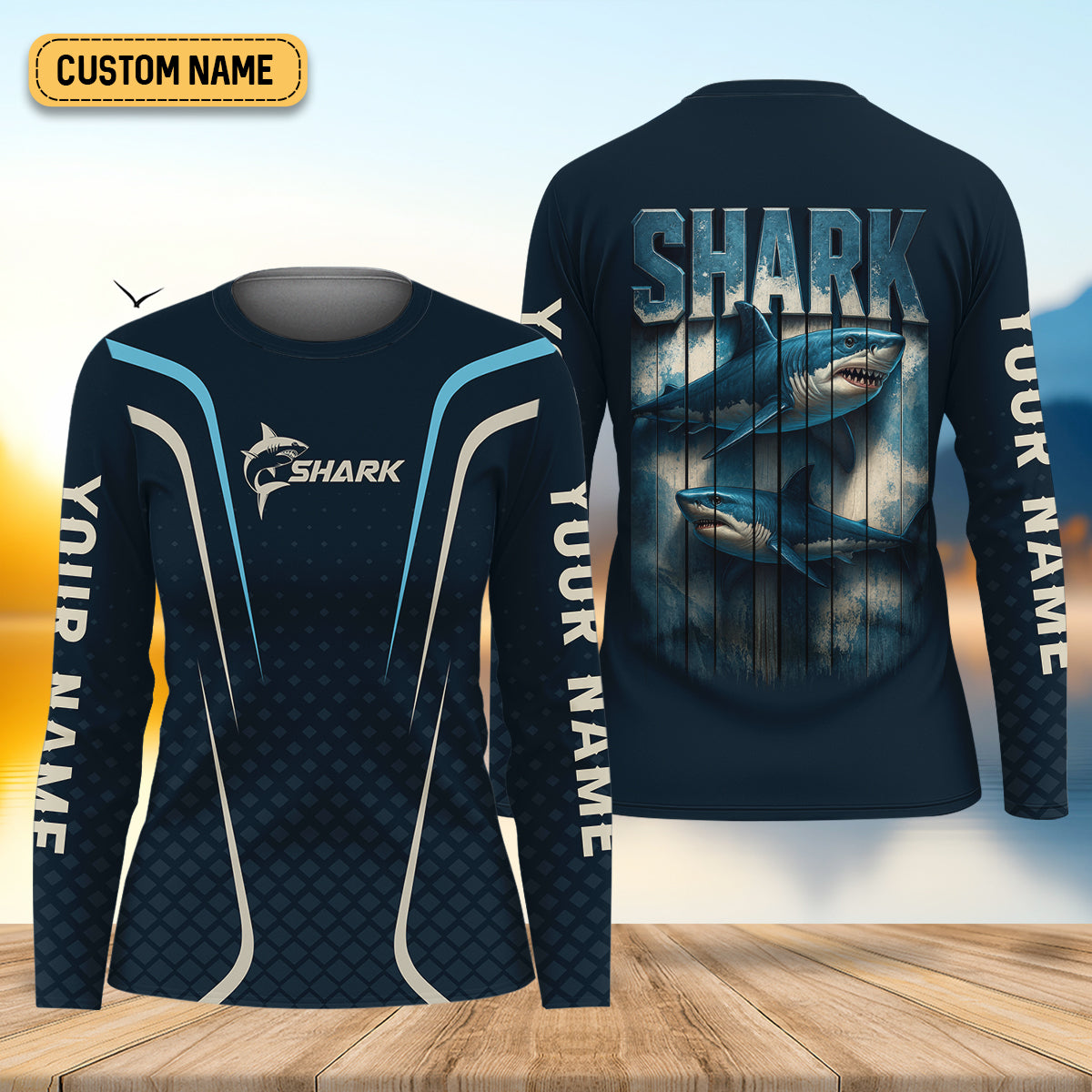 Shark Performance Fishing Shirts, Custom Fishing Shirts, SPF Long Sleeve Shirts Womens