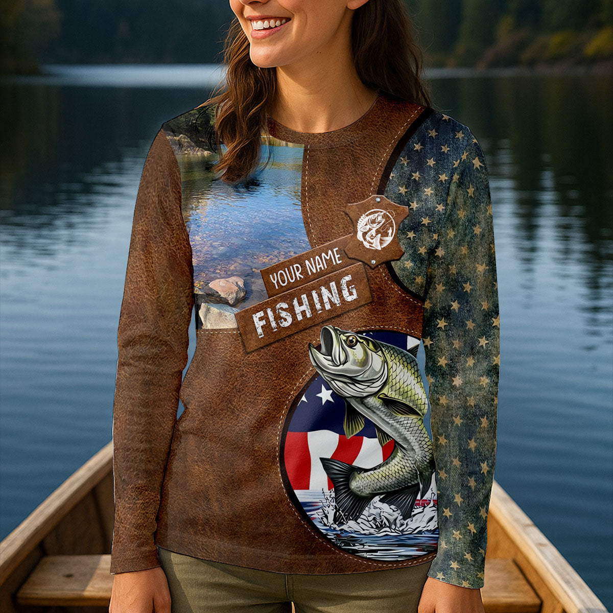 Custom Name Bass Fishing UPF Long Sleeve Shirt, Women’s Fishing Shirts, Fishing Sun Shirt