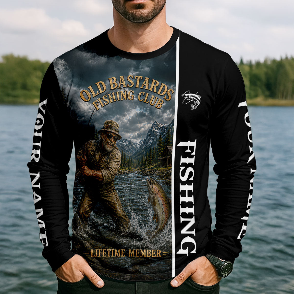 Old Bastards Fishing Club Lifetime Member Custom UPF Shirt, Mens Fishing Shirt, Fish Tee