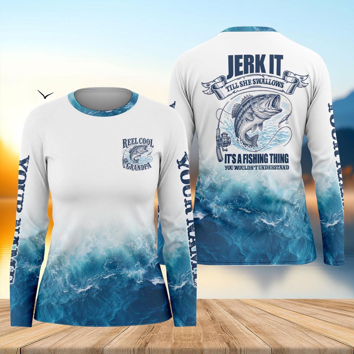 Jerk It Till She Swallows Funny Fishing UPF Shirt, Women's Fishing Shirt, Fishing Gear