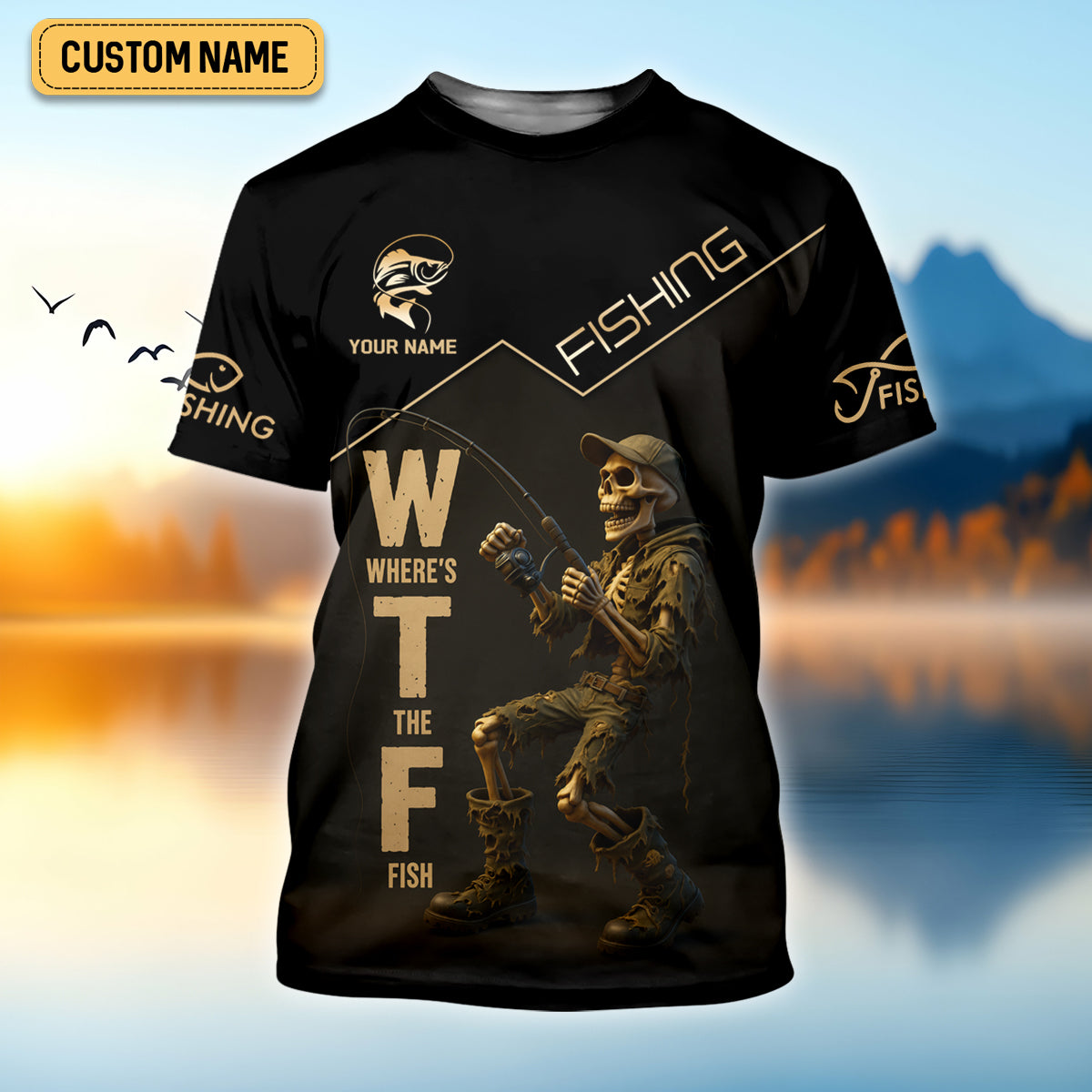 Where's The Fish, Funny Skeleton Fishing Shirts, UPF Fishing Shirts, Gag Gifts For Men, Funny Fishing Shirt