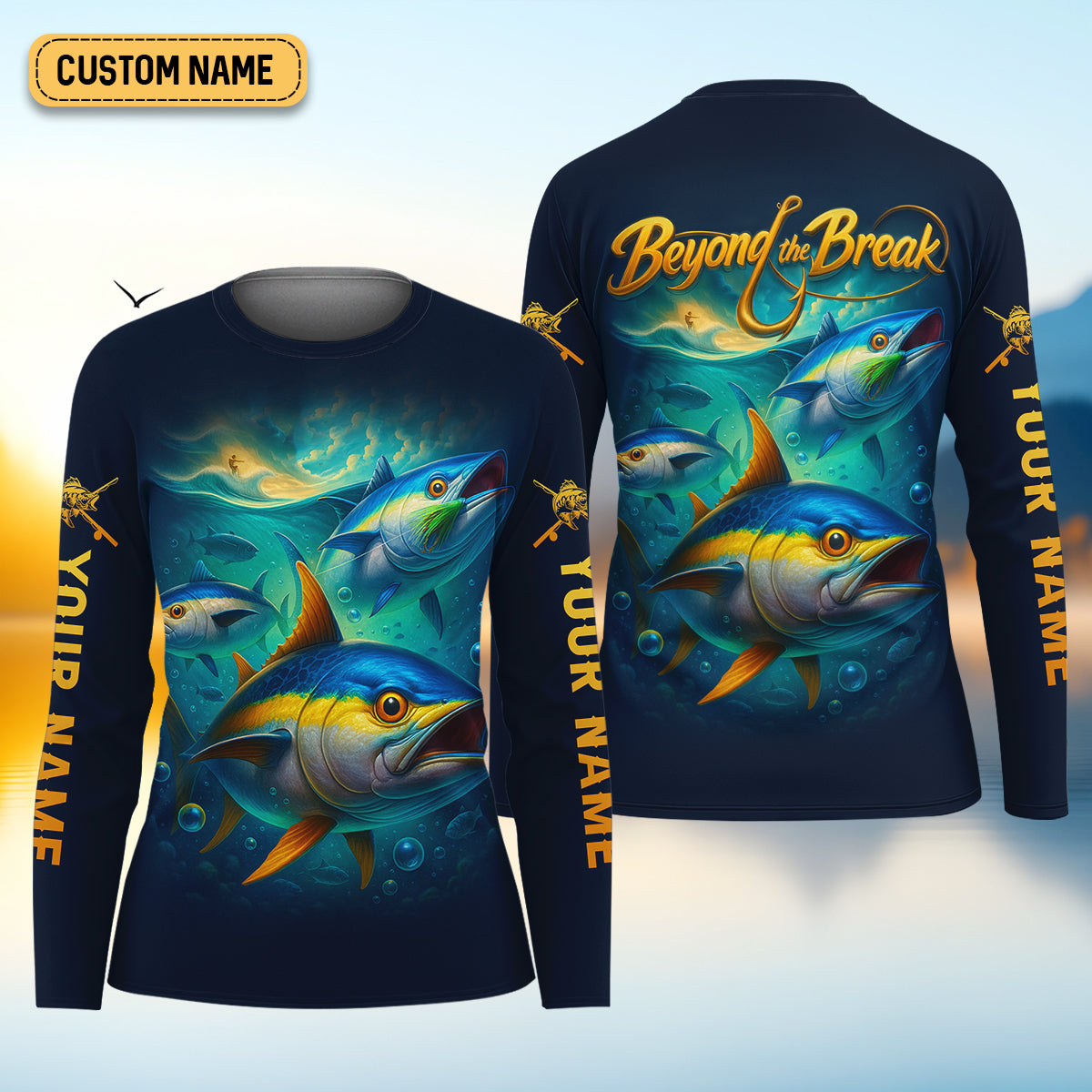 Beyond The Break Funny Fishing Shirt, Fishing UPF Shirts, SPF Long Sleeve Shirts Womens
