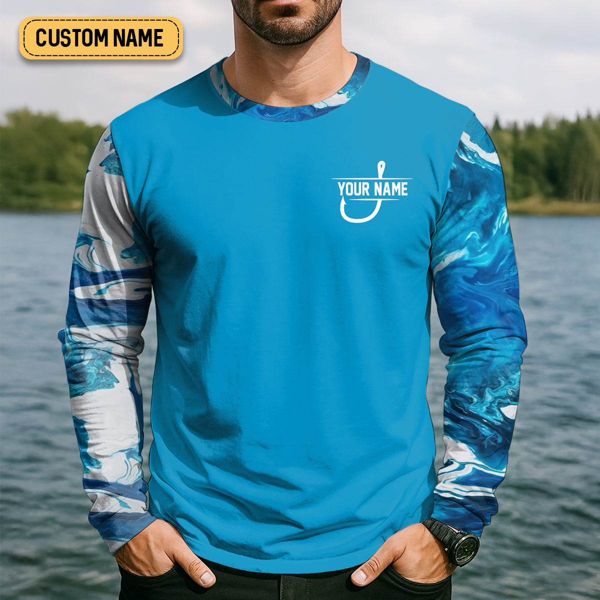Blue Fishing SPF Shirt, Funny Fishing Shirt, Fisherman Outfit, Mens Casual Shirts