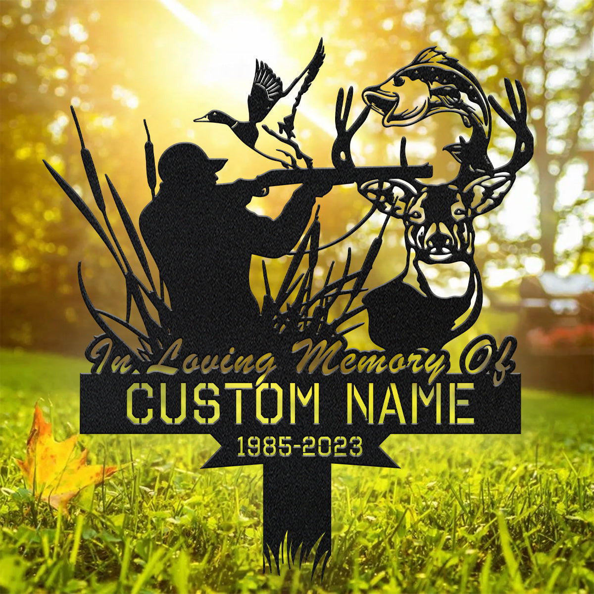 Fisherman Memorial, Hunting Metal Sign, Metal Name Signs, Decorative Garden Stakes, Outdoor Metal Wall Art