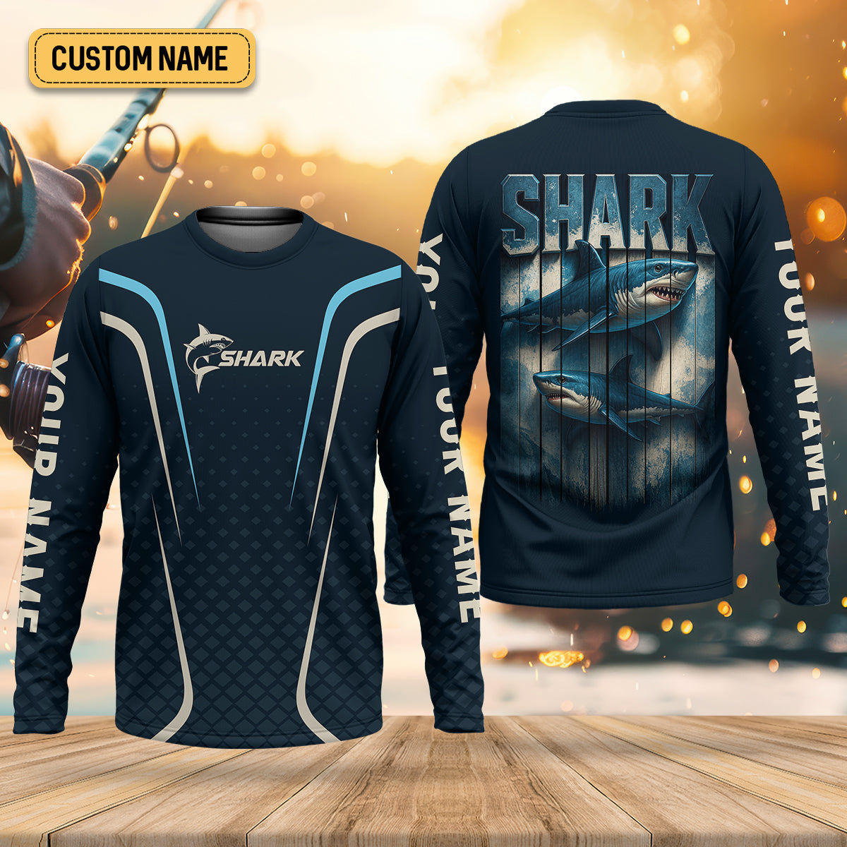Shark Performance Fishing Shirts, Custom Fishing Shirts, Fishing UPF Shirts, Men's Fishing Shirt