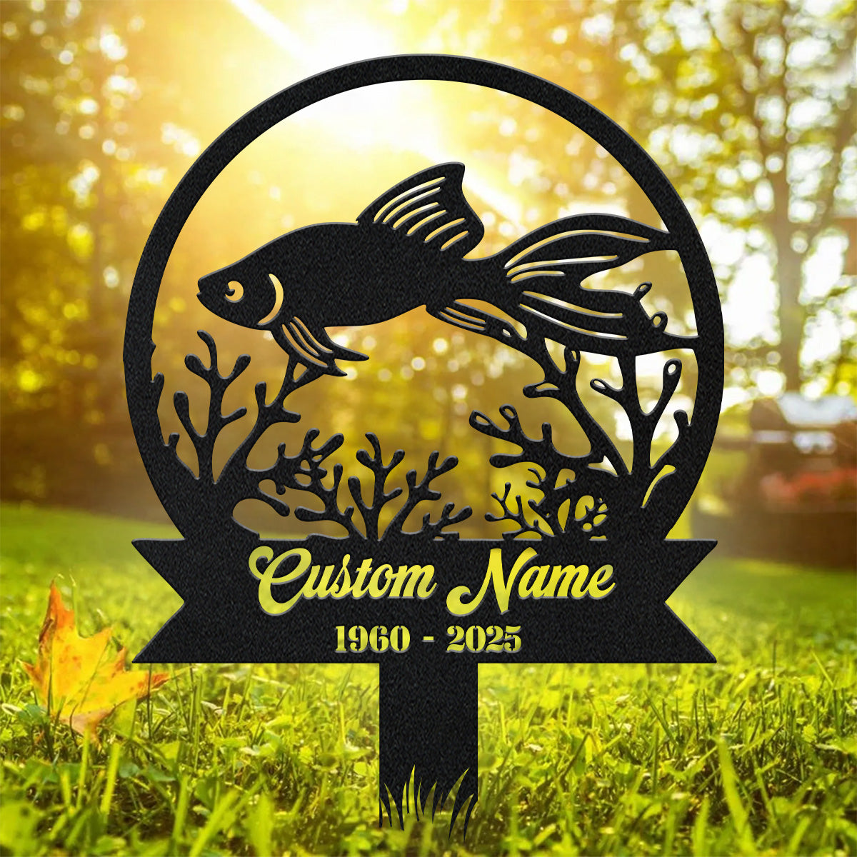 Fish Reef Personalized Metal Name Signs, Backlit Metal Sign, Fishing Metal Wall Art, Pet Grave Markers