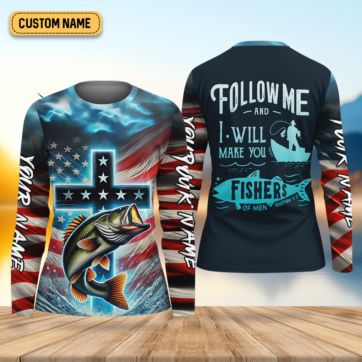 I Will Make You Fishers Of Men Christian Patriotic Fishing Shirt, Fishing UPF Shirts, Fishing Shirt For Women